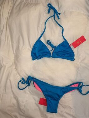 DOLL Swimwear “Laguna” Solid Turquoise Blue Bikini Set MSRP: $80